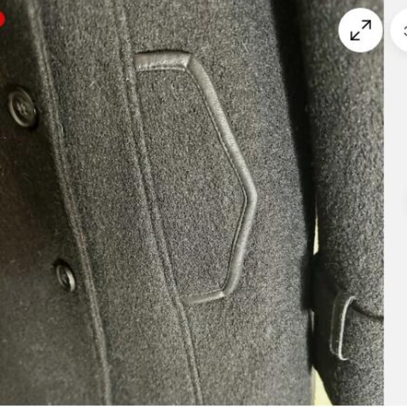 WOMENS SOIA & KYO BLACK DOUBLE BREASTED WOOL COAT REMOVABLE RACCOON FUR SZ LARGE - Picture 6 of 10